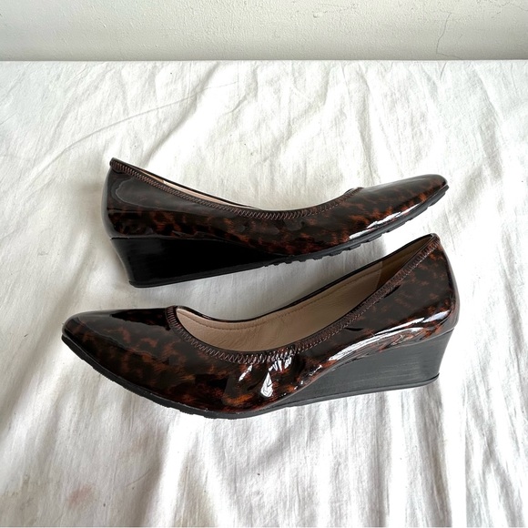 Cole Haan Tali Luxe Tortoise Patent leather Stacked Wedge Shoes - Picture 10 of 14